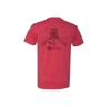 Image of a back Red tee with a Bush Hog logo on it	