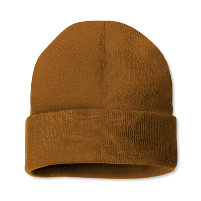 Image of a  beanie with a Bush Hog logo on it