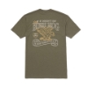 Image of the back of a Military Green short sleeve t-shirt with an eagle design on it, including the script "If it doesn't say Bush Hog it just won't cut it"