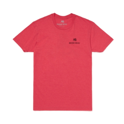 Image of a front Red tee with a Bush Hog logo on it